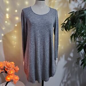 Kensie Long Sleeve Tunic Mini Shirt Dress Women's Size XS Gray Marled Thumb Hole